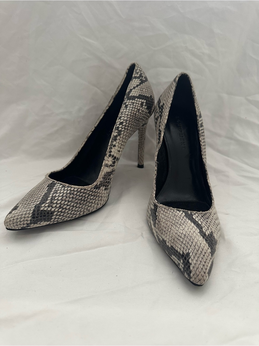 Equipment Snake-Print Pointed Toe Stilettos - Black & White 37